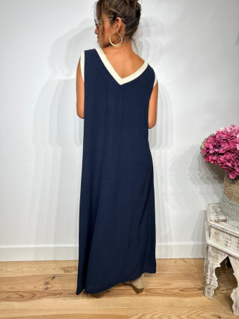 Vestido Ribetes a Contraste TANGLE Marino HEVE