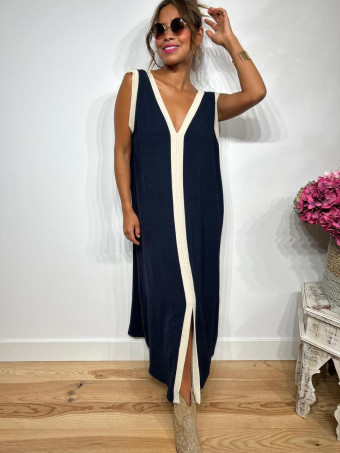 Vestido Ribetes a Contraste TANGLE Marino HEVE