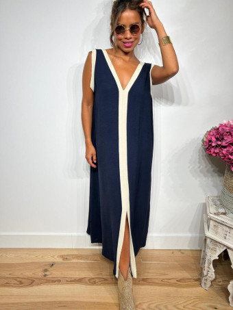 Vestido Ribetes a Contraste TANGLE Marino HEVE