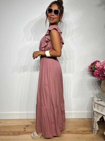 Vestido Largo Puntilla Crochet KENTHIR Rosa HEVE