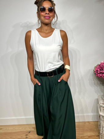 Pantalón Palazzo Cinturón CHARMELLIE Verde Pino heve
