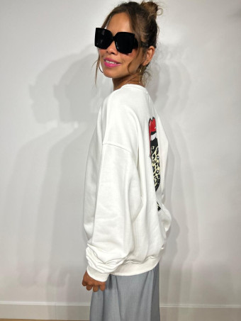 Sudadera Oversize Strass ROLLING Blanco HEVE