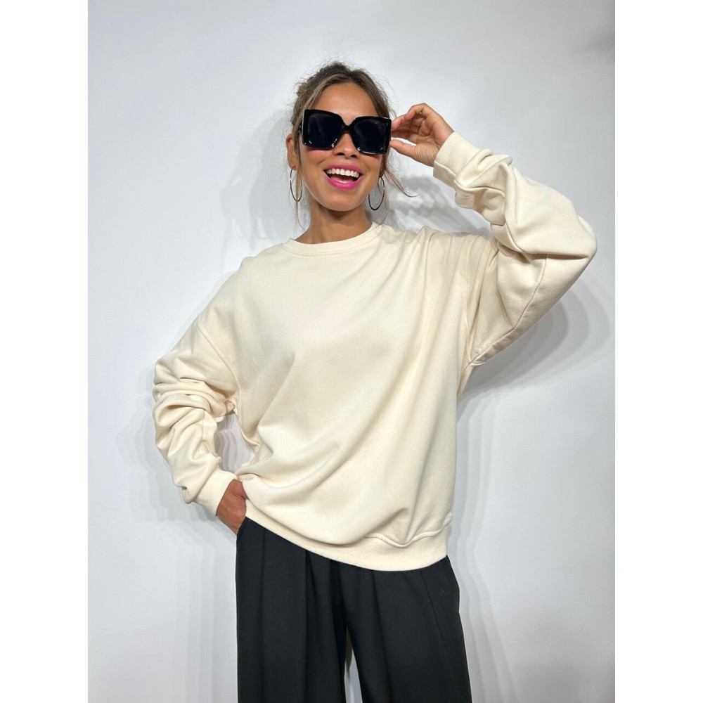 Sudadera Oversize Strass ROLLING Beige HEVE