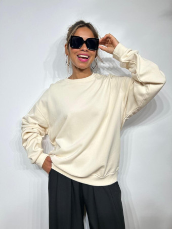Sudadera Oversize Strass ROLLING Beige HEVE