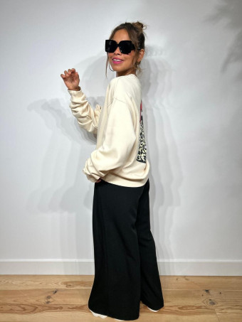 Sudadera Oversize Strass ROLLING Beige HEVE