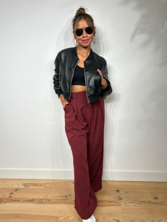 Bomber Cropped Polipiel FEBILA Negro HEVE