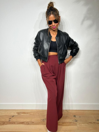 Bomber Cropped Polipiel FEBILA Negro HEVE