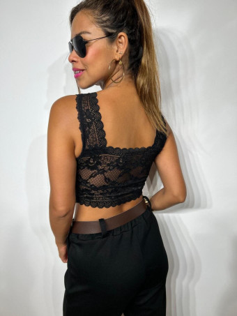 Top Encaje SARIEL Negro HEVE