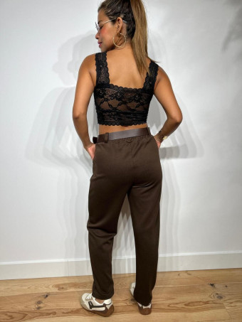 Pantalón Soft Touch Cinturón GERALTY Marrón HEVE