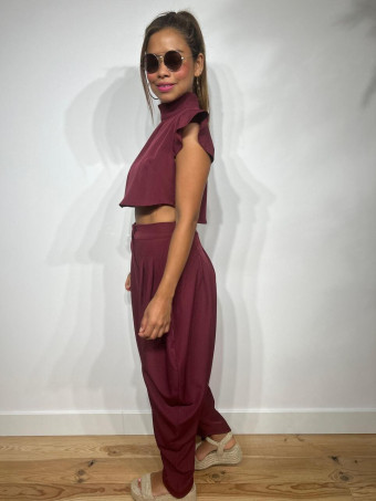 Conjunto Top y Pantalón AURAH Burdeos HEVE