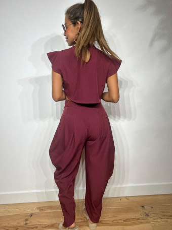 Conjunto Top y Pantalón AURAH Burdeos HEVE
