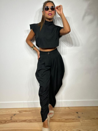 Conjunto Top y Pantalón AURAH Negro HEVE