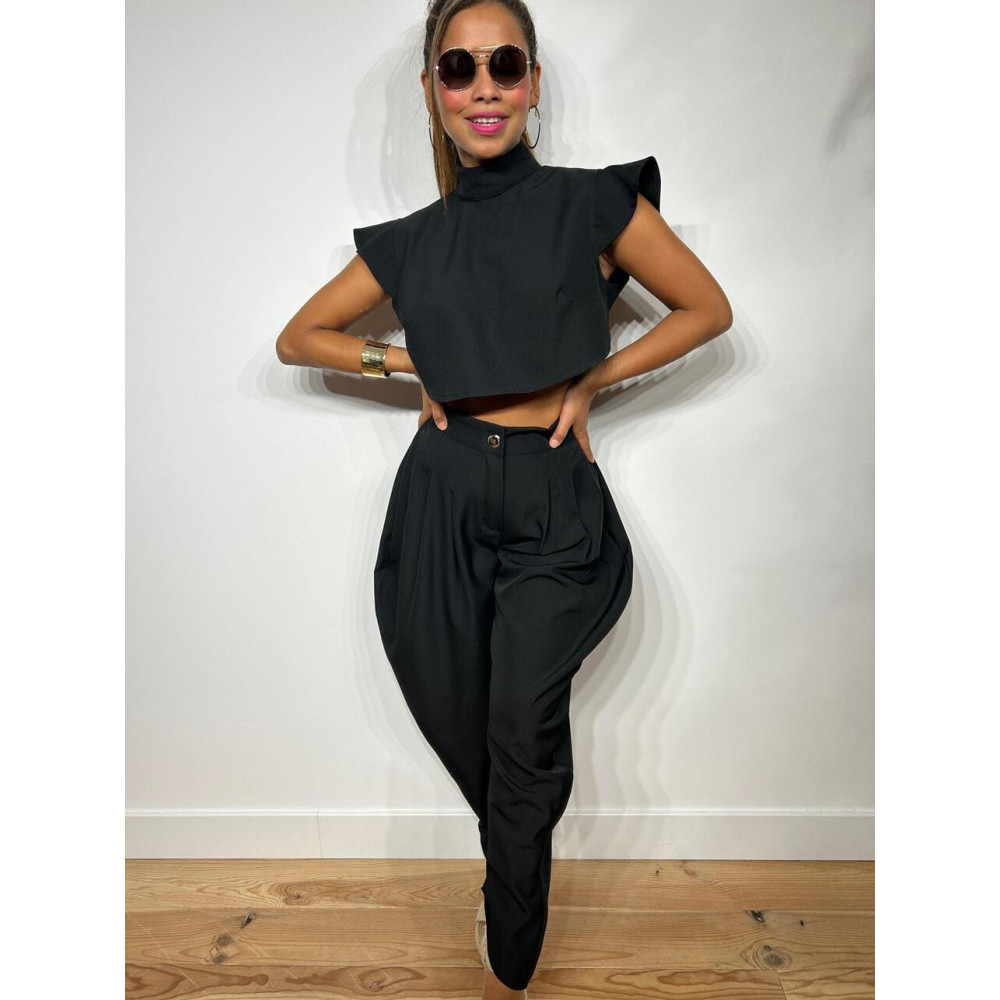 Conjunto Top y Pantalón AURAH Negro HEVE