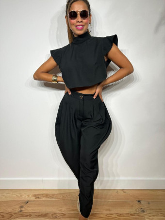 Conjunto Top y Pantalón AURAH Negro HEVE