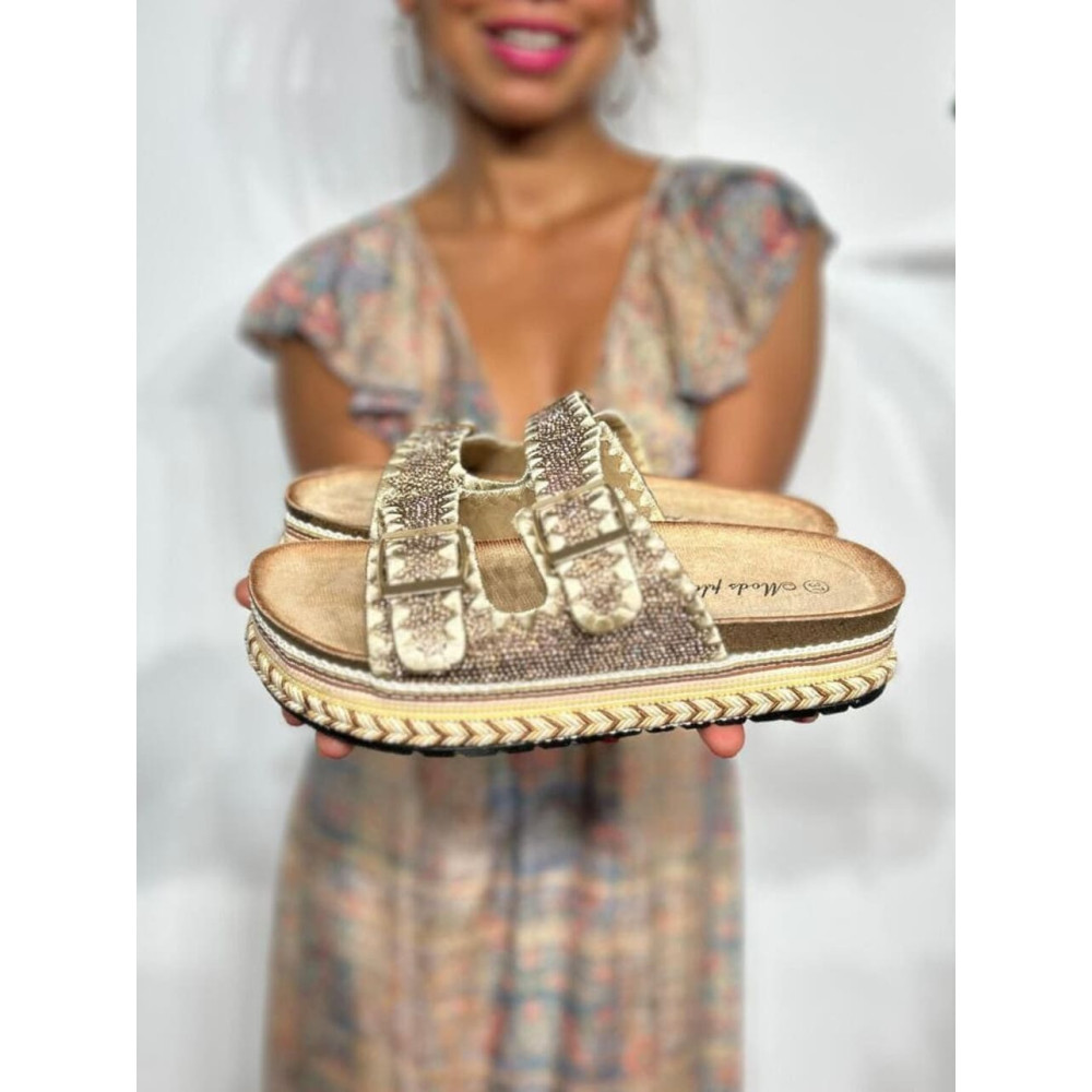 Sandalia Strass Hebillas SYLTER Oro HEVE Sandalia Strass Hebillas SYLTER Oro HEVE