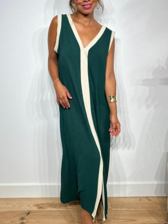 Vestido Ribetes a Contraste TANGLE Verde Pino HEVE