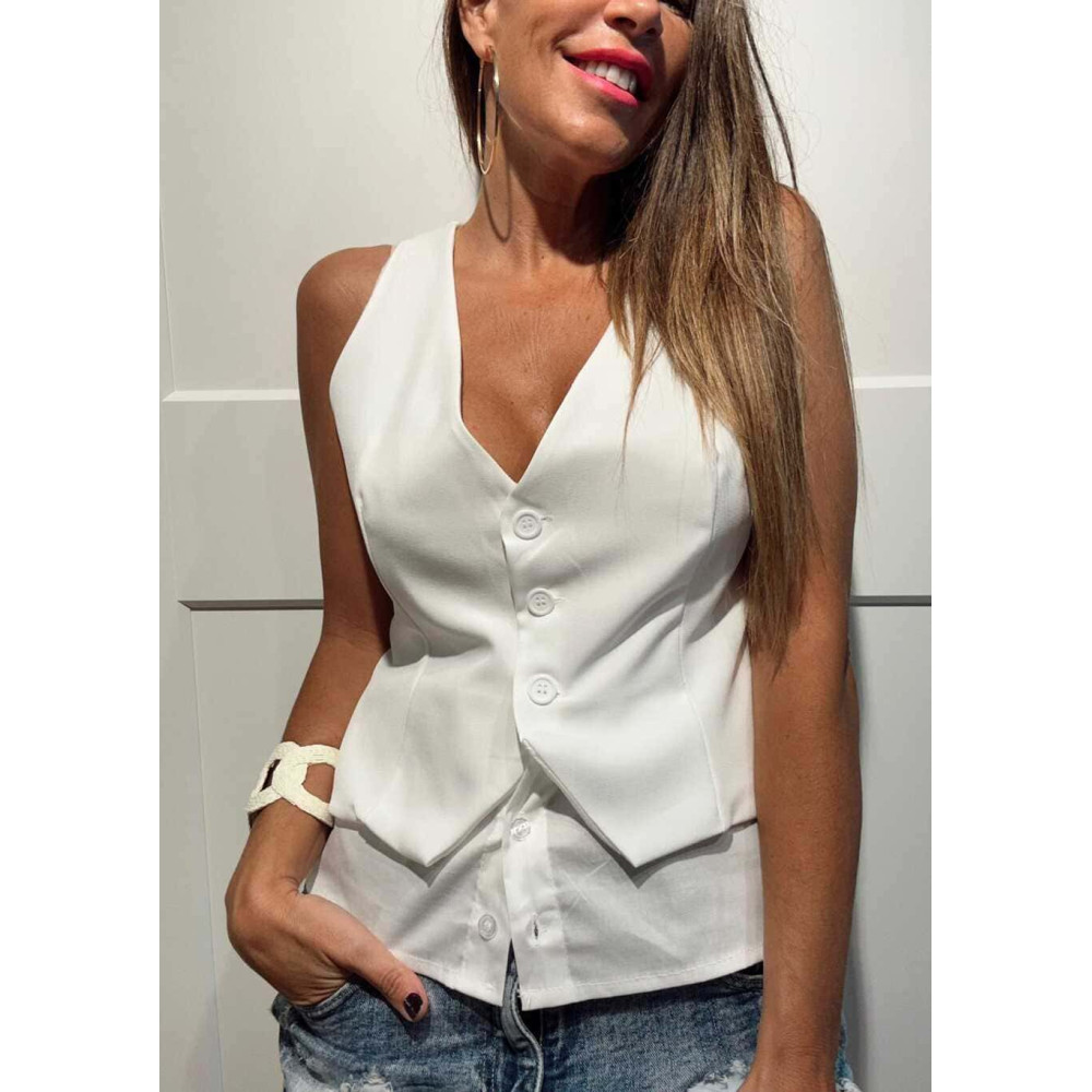 Chaleco Efecto Sobrepuesto SIDEWAY Blanco HEVE Chaleco Efecto Sobrepuesto SIDEWAY Blanco HEVE
