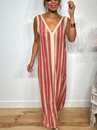Vestido Lurex Estampado Zigzag HAYSEED Coral HEVE