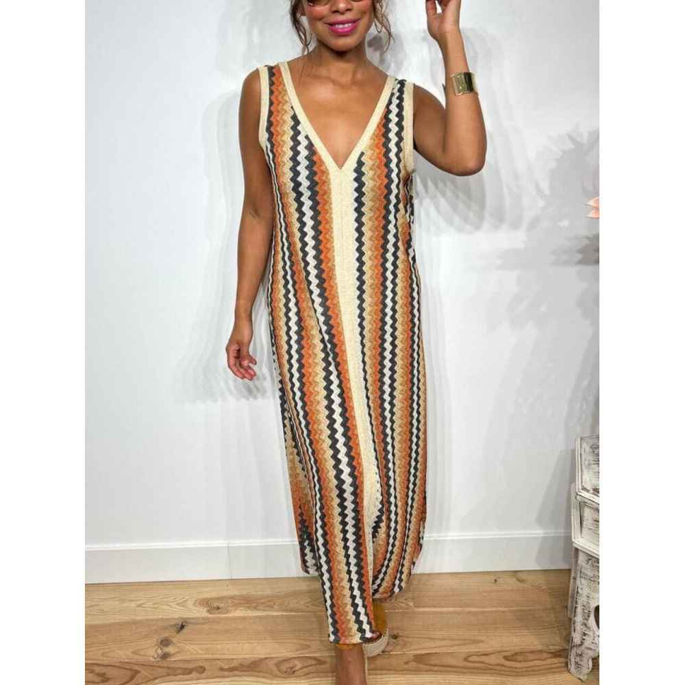 Vestido Lurex Estampado Zigzag HAYSEED Negro HEVE