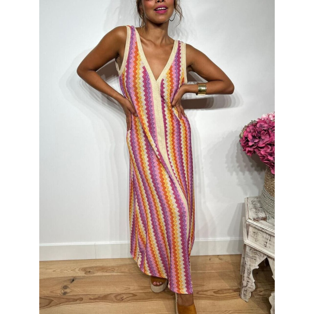 Vestido Lurex Estampado Zigzag HAYSEED Morado HEVE