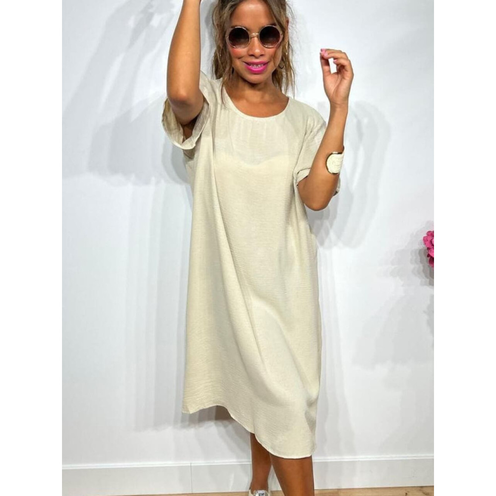 Vestido Corto Oversize MERAPHY Beige HEVE