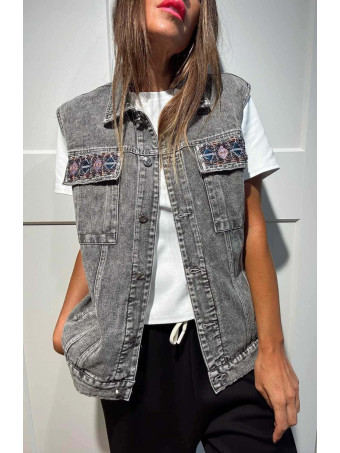 Chaleco Vaquero Strass NAYZARA Gris HEVE