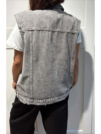 Chaleco Vaquero Strass NAYZARA Gris HEVE