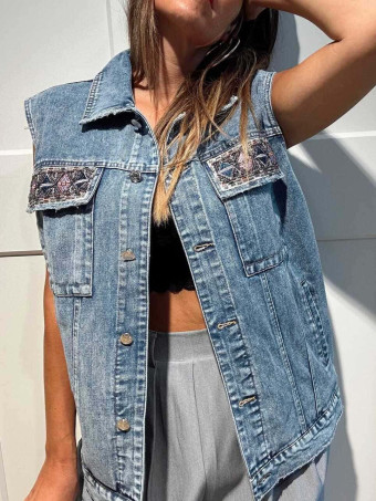 Chaleco Vaquero Strass NAYZARA Blue Jean HEVE