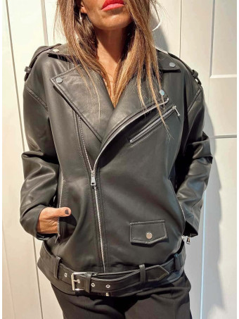 Cazadora Biker Polipiel DRAYVEN Negro HEVE