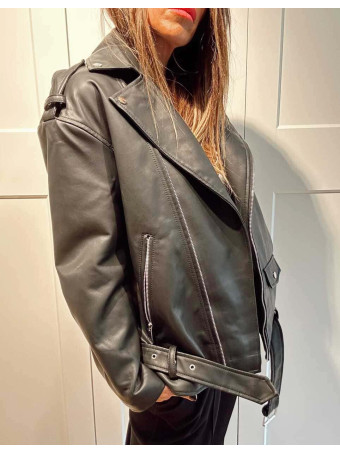 Cazadora Biker Polipiel DRAYVEN Negro HEVE