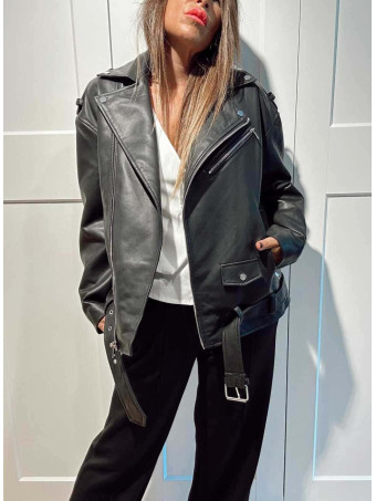 Cazadora Biker Polipiel DRAYVEN Negro HEVE