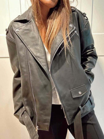Cazadora Biker Polipiel DRAYVEN Negro HEVE