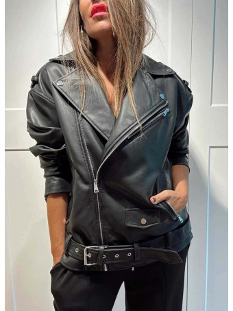 Cazadora Biker Polipiel DRAYVEN Negro HEVE