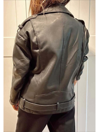 Cazadora Biker Polipiel DRAYVEN Negro HEVE