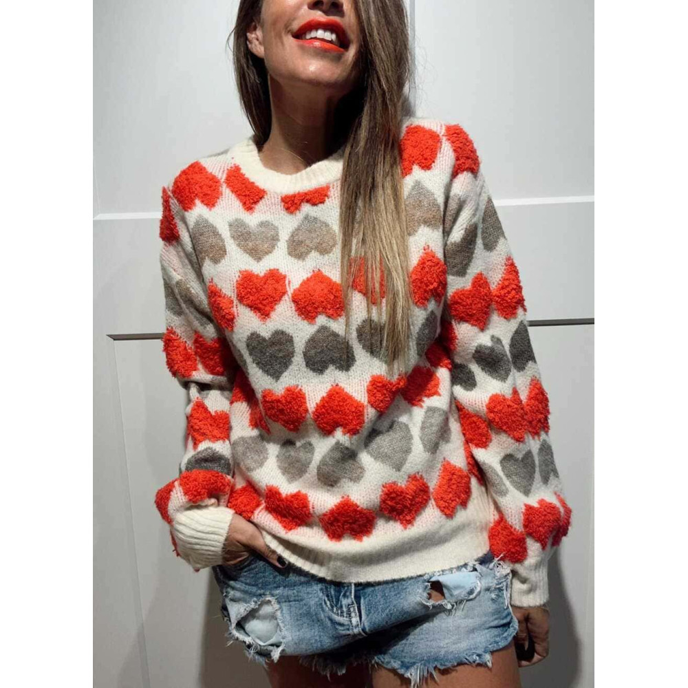 Jersey Corazones Relieve HEARTACHE Beige HEVE