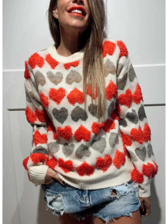 Jersey Corazones Relieve HEARTACHE Beige HEVE
