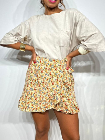 Falda Pantalón Floral RISYA Nude HEVE