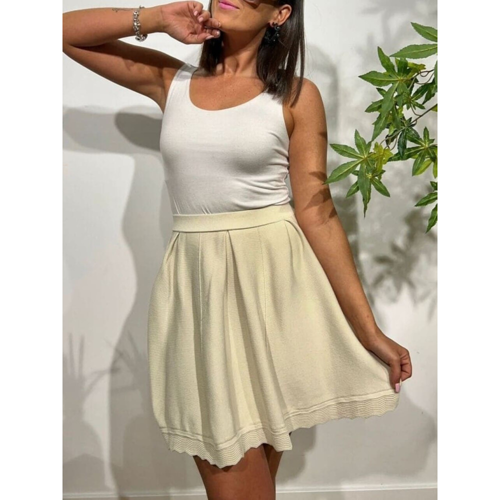 Falda Punto Festoneada EASTYN Beige Heve
