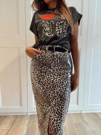 Falda Polipiel Estampado Print FERALYA HEVE
