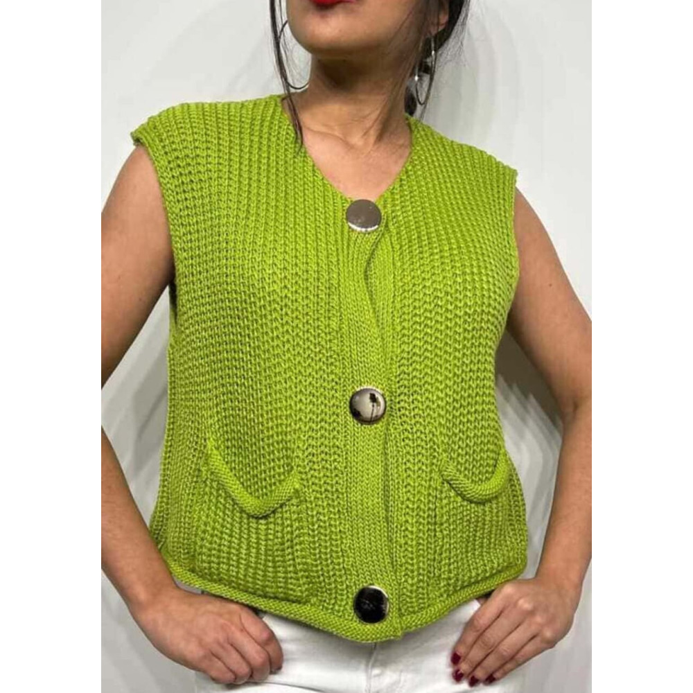 Chaleco Punto Botones OPELIKA Verde HEVE