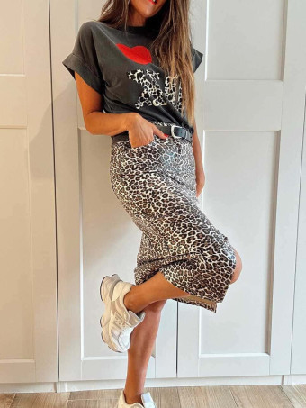 Falda Polipiel Estampado Print FERALYA HEVE