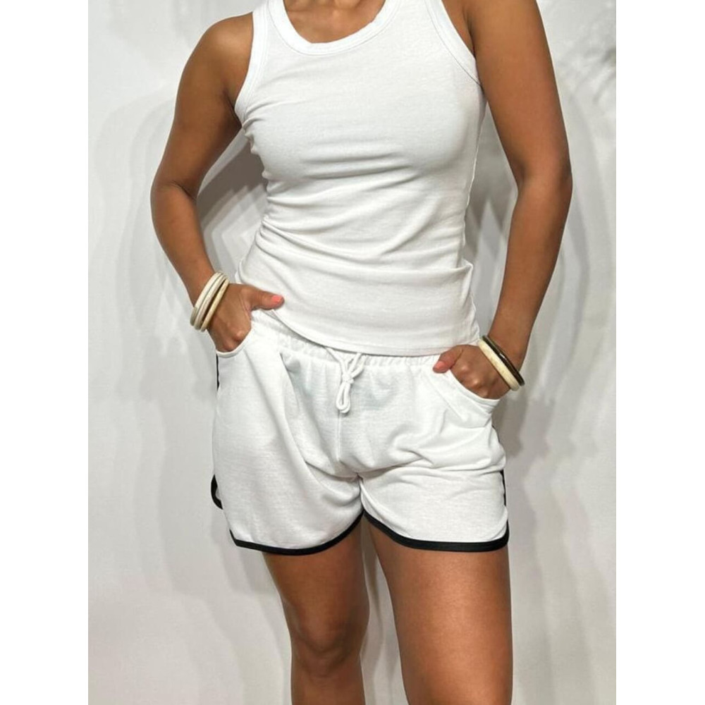 Short Sporty Ribetes KOPLAY Blanco HEVE