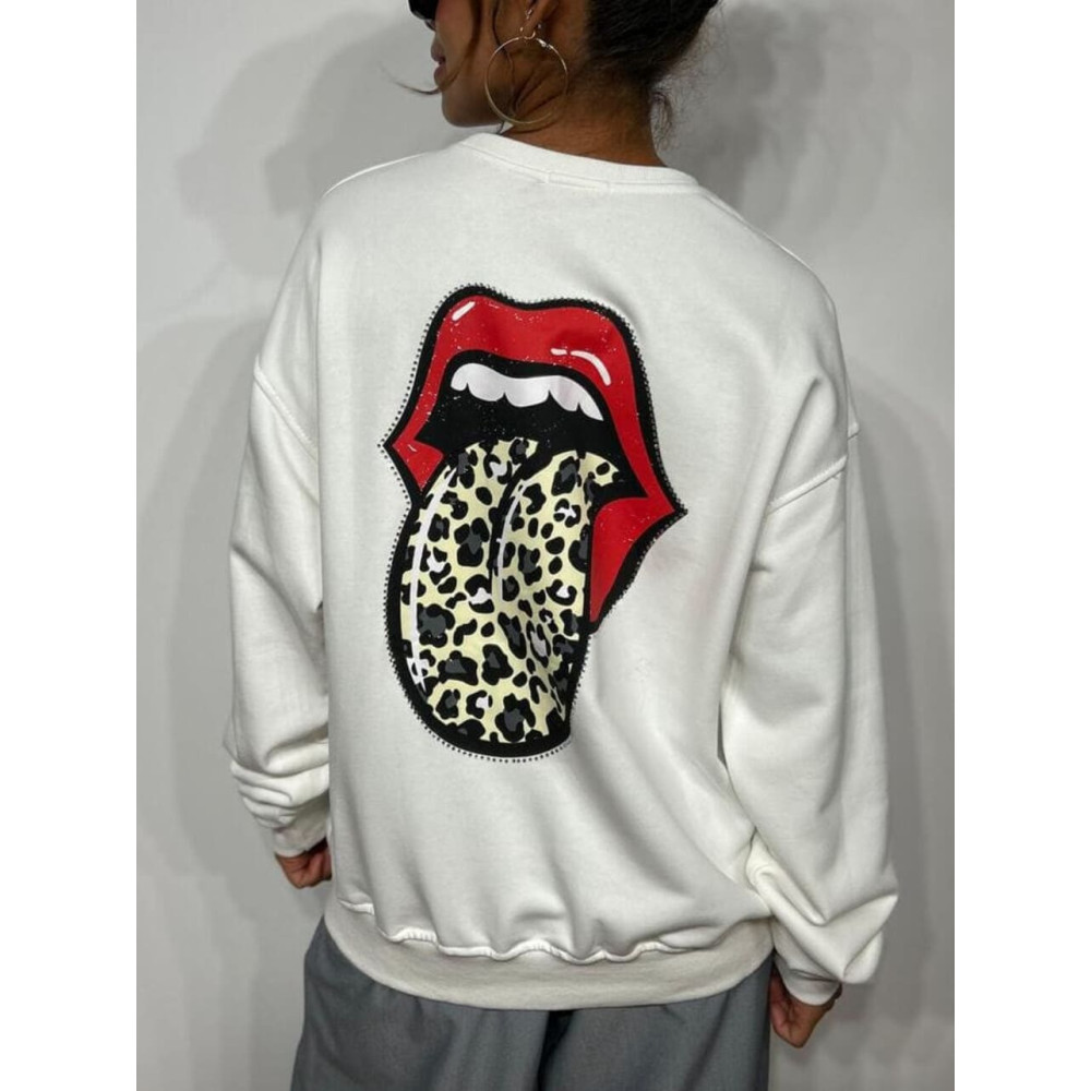 Sudadera Oversize Strass ROLLING Blanco HEVE