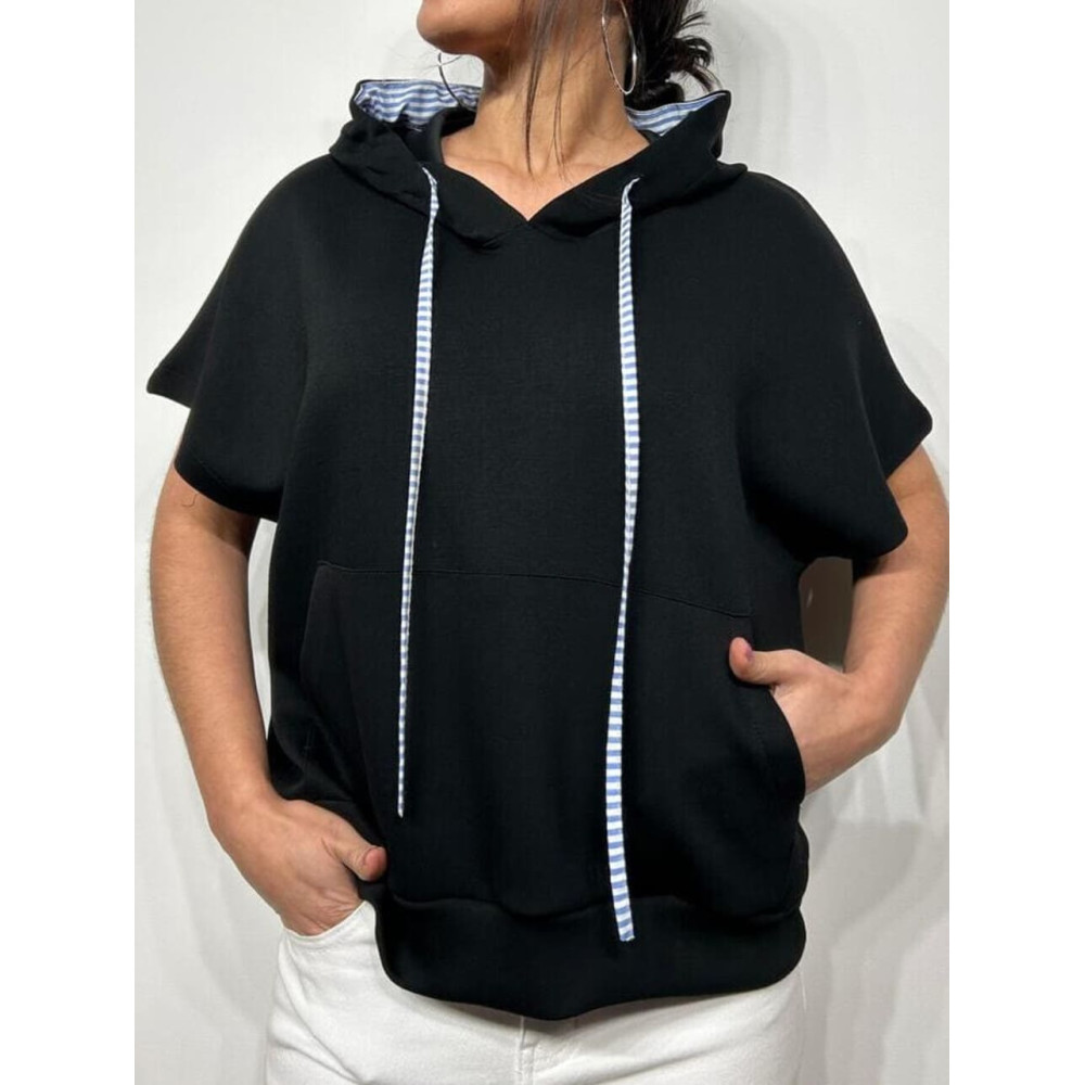 Sudadera Soft Touch Manga Corta VANDYKE Negro HEVE