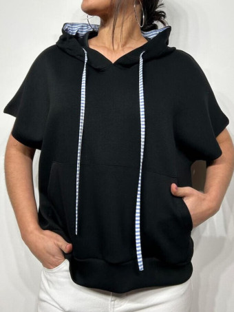 Sudadera Soft Touch Manga Corta VANDYKE Negro HEVE