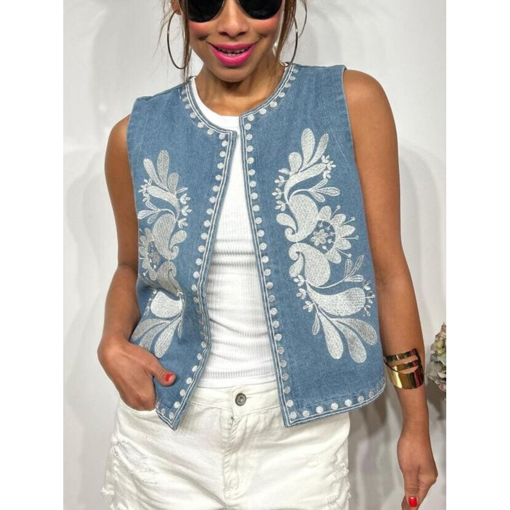 Chaleco Vaquero Bordado RAYLOON Blue Jean HEVE Chaleco Vaquero Bordado RAYLOON Blue Jean HEVE