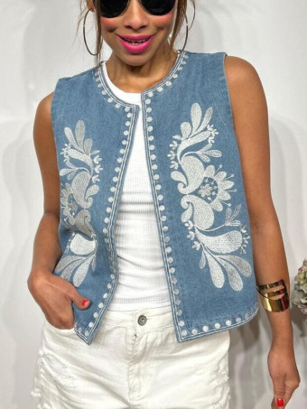 Chaleco Vaquero Bordado RAYLOON Blue Jean HEVE