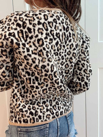 Chaqueta Punto Print ANZASHA Beige HEVE