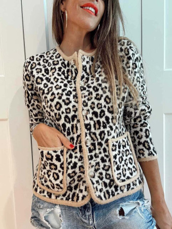 Chaqueta Punto Print ANZASHA Beige HEVE
