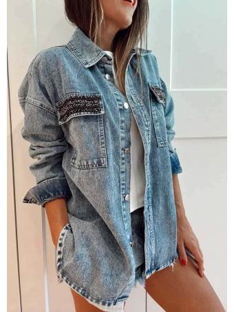 Sobrecamisa Vaquera Abalorios NAYORA Blue Jean HEVE